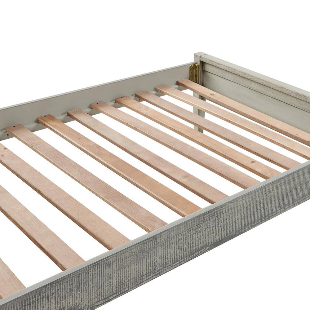 Windsor Driftwood Gray Twin Wood Bed with Headboard and Slats