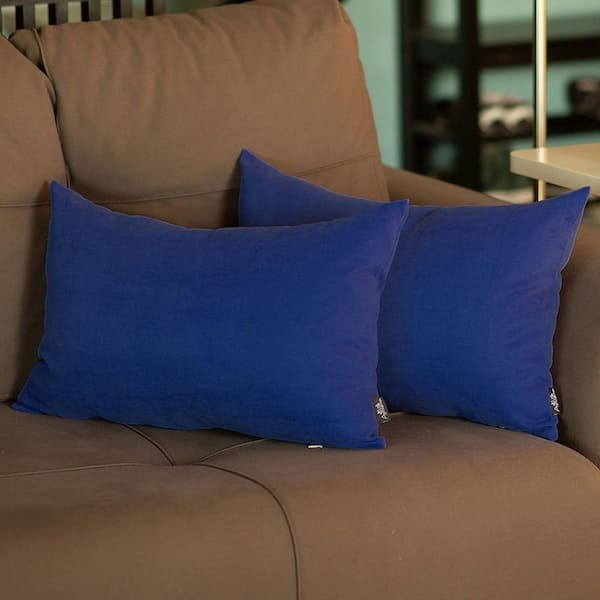 MIKE & Co. NEW YORK Honey Decorative Throw Pillow Cover Solid Color 12 in. x 20 in. Sapphire Blue Lumbar Pillowcase Set of 2
