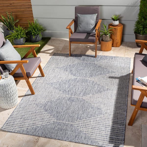 Addison Rugs Eleanor Grey 9 ft. x 12 ft. Geometric Indoor/Outdoor Washable  Area Rug AER31SI9X12 - The Home Depot