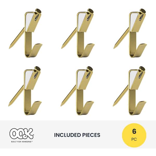 OOK 50606 ReadyNail Picture Hangers, Reusable Art Hooks, Brass, 10lbs (30  Set)