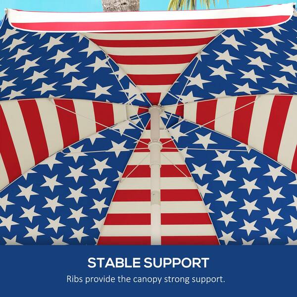 american flag patio umbrella With Fiberglass Ribs Outsunny 5.7 ft. Polyester Beach