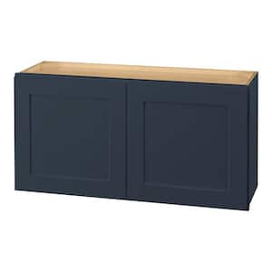 Avondale 36 in. W x 12 in. D x 18 in. H Ready to Assemble Plywood Shaker Wall Bridge Kitchen Cabinet in Ink Blue