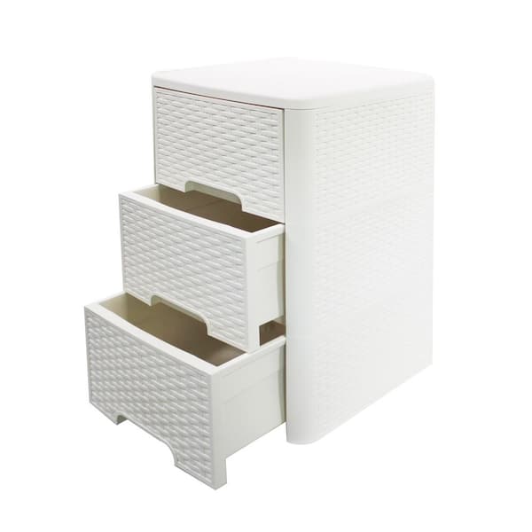 Inactief fascisme Boos worden Modern Homes Rattan Style 3 Drawer Unit in Ivory 68187 - The Home Depot
