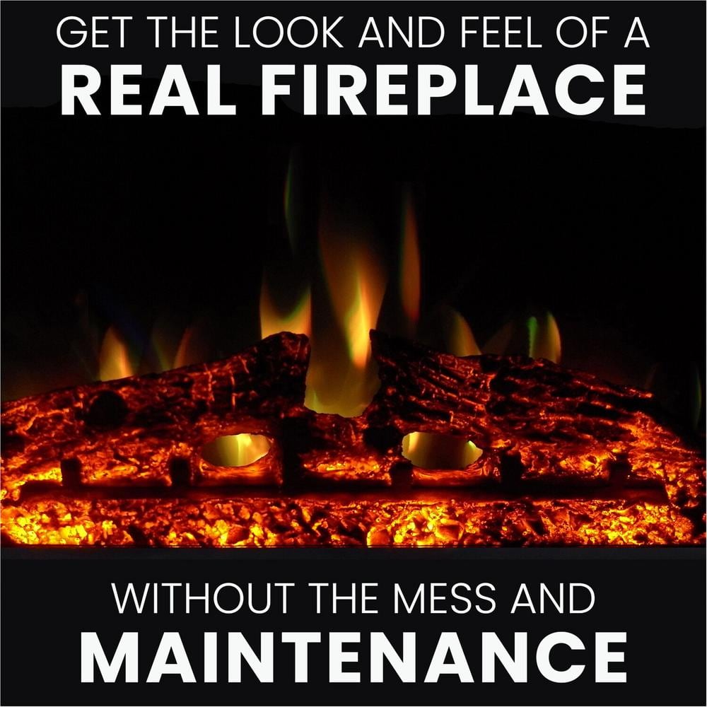 Classic Mahogany Freestanding Electric Fireplace with Bookshelves and Mantel