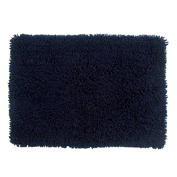 HOME WEAVERS INC Shaggy Lux Bath Rug 100% Cotton Bath Rugs Set, 24x36 Rectangle, Navy