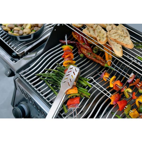 Rogue 425 3-Burner Propane Gas Grill in Stainless Steel with Cast Iron Cooking Grids