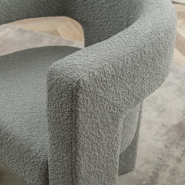 KINWELL Light Gray 28 in. Wide Boucle Upholstered Square