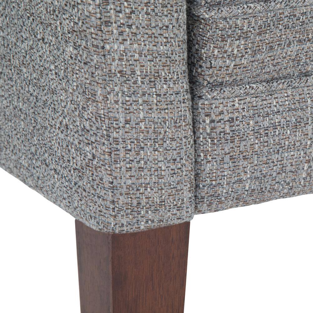 Pebble Grey Upholstered Bedroom Bench with Low Back and Swooped Arms
