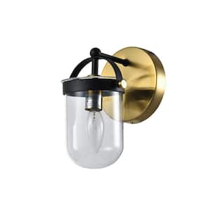 Houston 1-Light Black/Gold Dimmable Armed Sconce