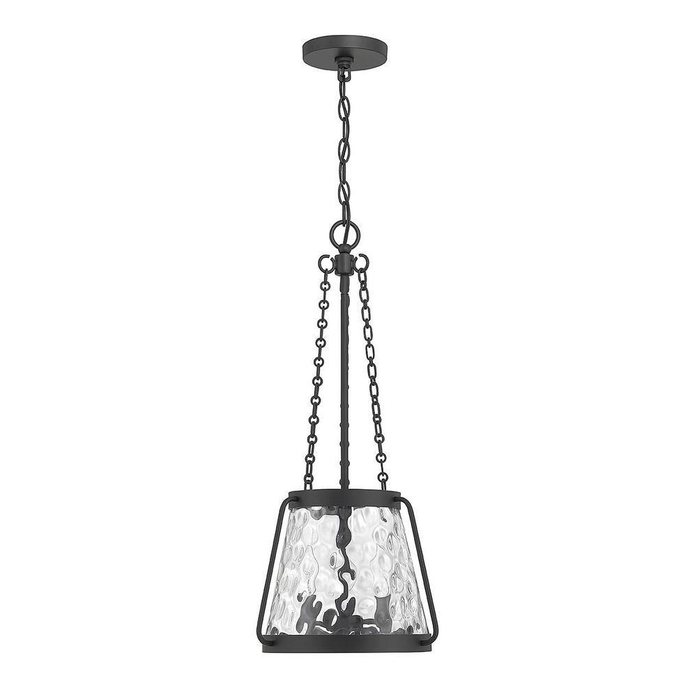 Crawford Matte Black 3-Light Pendant with Clear Water Glass Shade