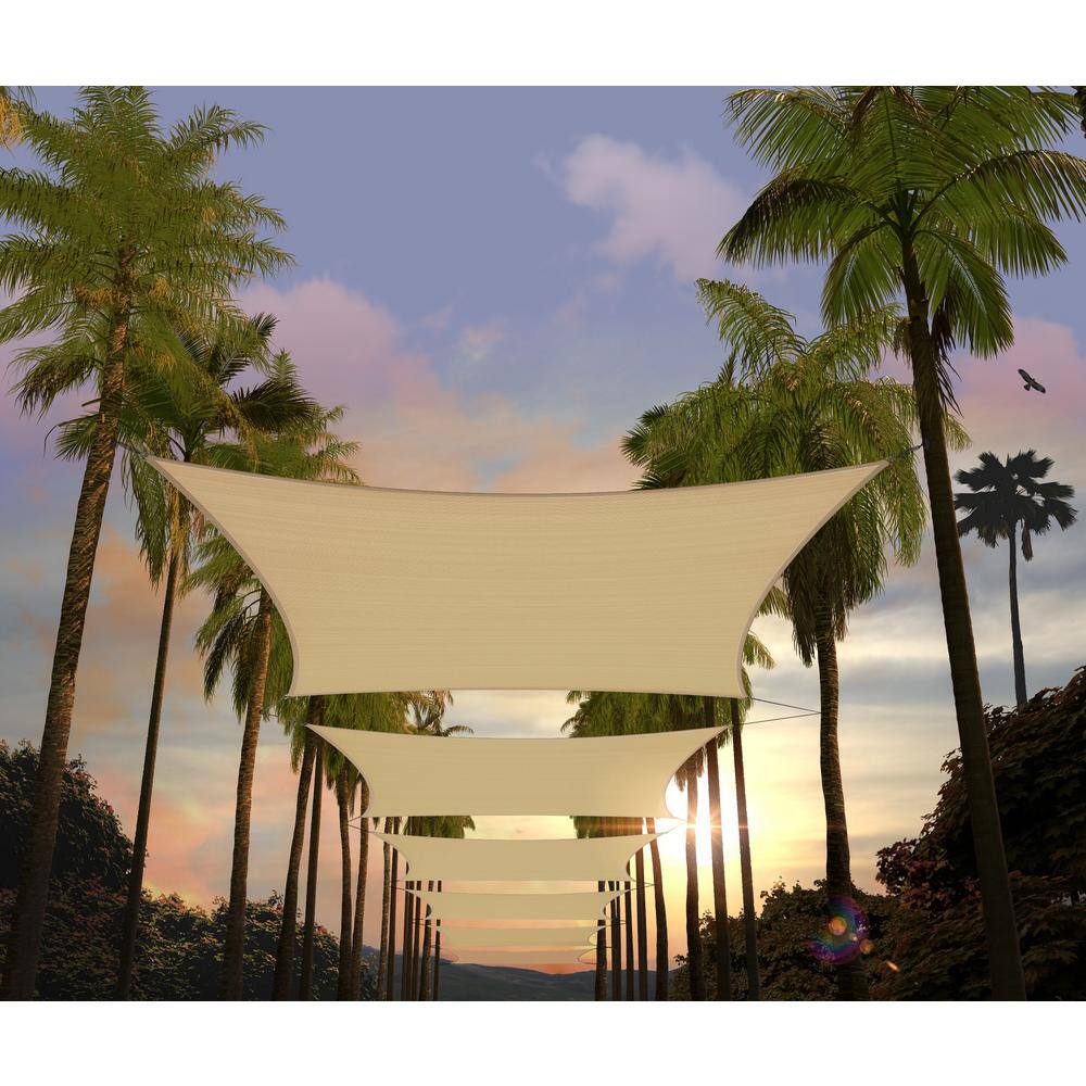 Beige 10x20 HDPE Rectangle Sun Shade Sail Canopy