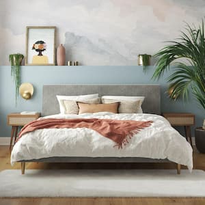 Daphne Light Gray Velvet Upholstered King Bed with Headboard and Modern Platform Frame