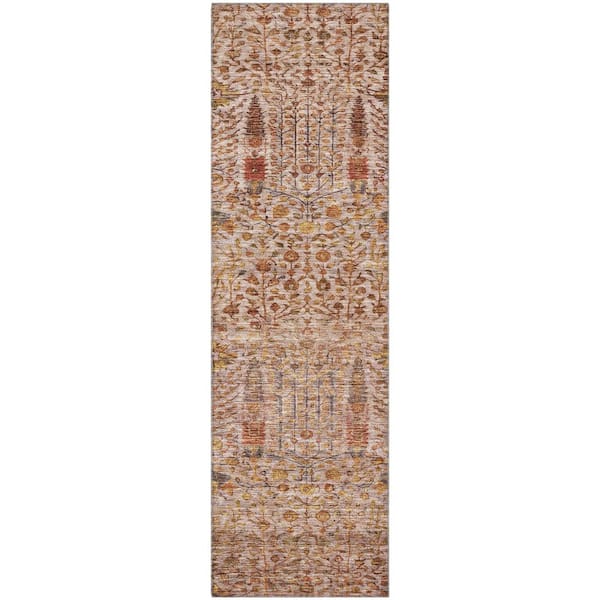 Mayfield Premium Machine Washable Abstract AMF2053 Terracotta 2 ft. x 7 ft. Runner Rug