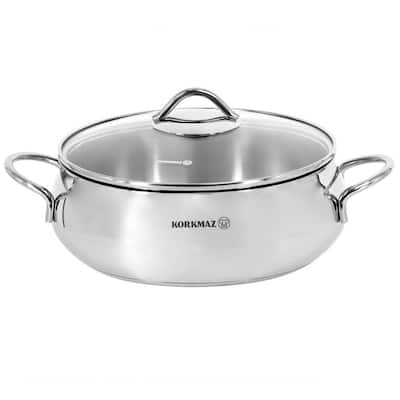 Cooks Standard 7 qt. Round Hard-Anodized Aluminum Nonstick Casserole Dish  in Black with Glass Lid 02490 - The Home Depot