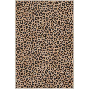Brown 3 ft. 3 in. x 5 ft. Animal Prints Leopard Contemporary Pattern Area Rug