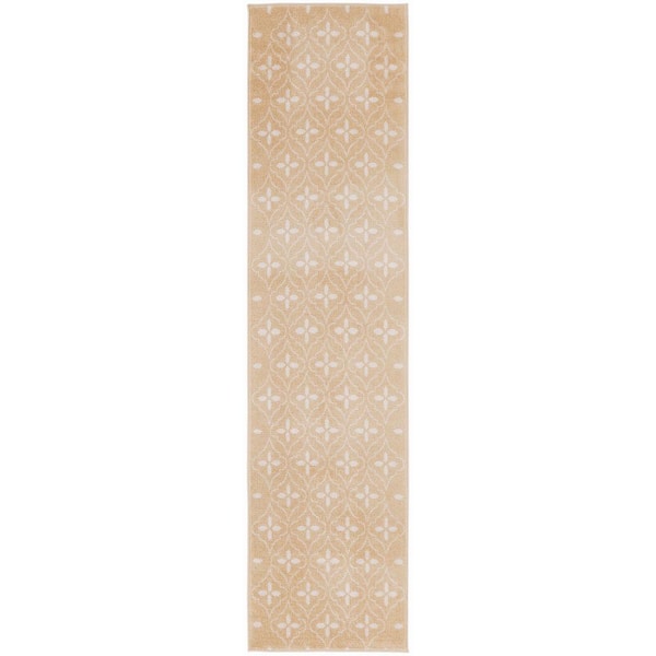 Nourison Essentials Beige Ivory 2 ft. x 8 ft. Moroccan Contemporary Runner Area Rug