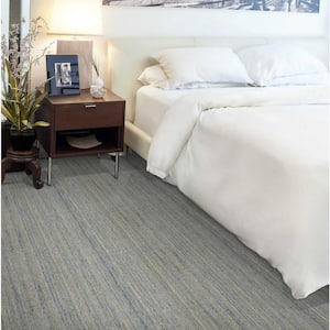 Drifting - Mountain Stream - Green 15 ft. 65 oz. Polyester Texture Installed Carpet