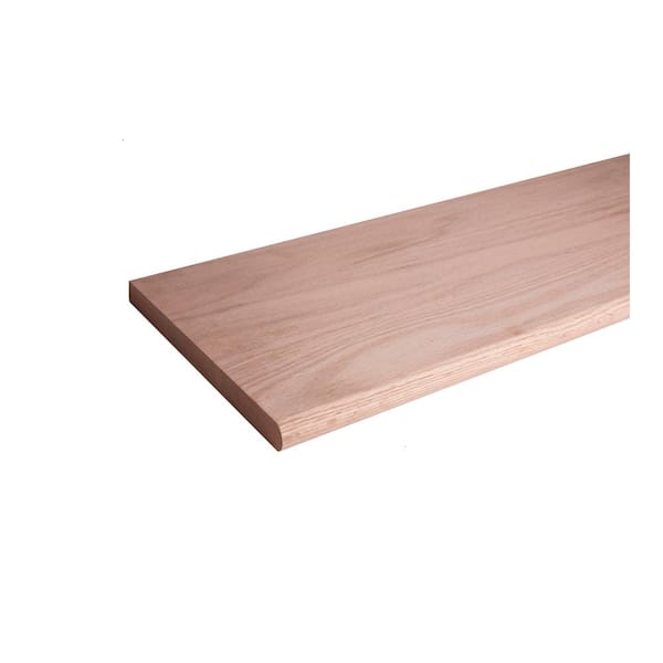 HOUSE OF FORGINGS Red Oak 8070-54 in. Bullnosed 11.5 in. x 1 in. Wood Tread for Stair Remodel