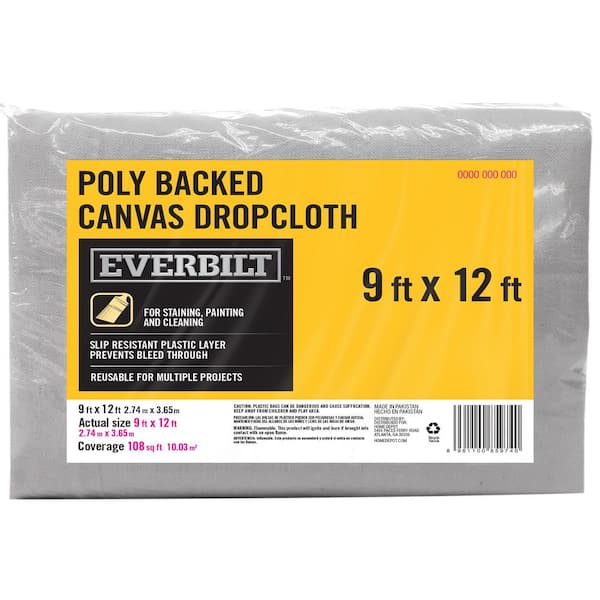 Everbilt 9 ft. x 12 ft. Poly Backed Drop cloth BARI-LAM-9.12 - The Home  Depot