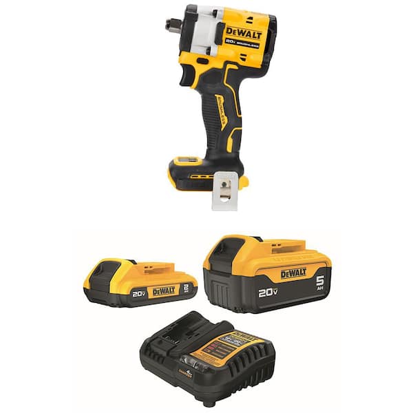 ATOMIC 20V MAX Lithium-Ion Cordless Brushless 1/2 in. Variable Speed Impact Wrench with 5 Ah & 2 Ah Batteries & Charger