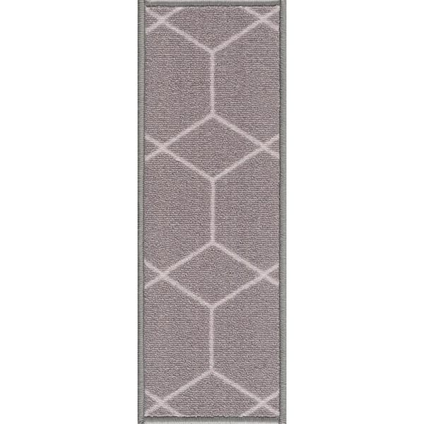 Hexagon Design Gray Color 8.5 in. x 26 in. Polyamide Stair Tread Cover 1 Piece