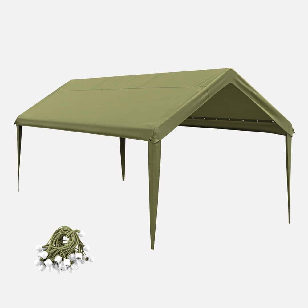 10 ft. x 20 ft. Outdoor Carport Replacement Cover, Heavy Duty Canopy with Ball Bungees (Frame Not Included) Light Green price history on PriceWatchPro