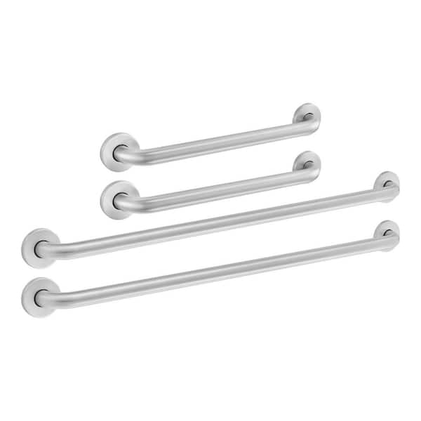Glacier Bay 18 in. x 1-1/4 in. and 36 in. x 1-1/4 in. Concealed Screw Grab Bar Combo in Brushed Stainless Steel (2-Pack)