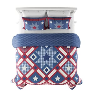 3-Piece Homestead Americana King Hypoallergenic Down Alternative Quilt Bedspread Set