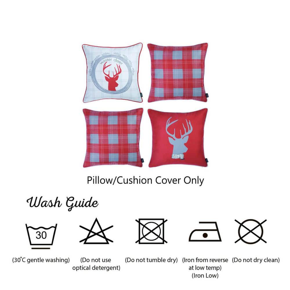 Festive Red and White Christmas Throw Pillow Set, 18" x 18"