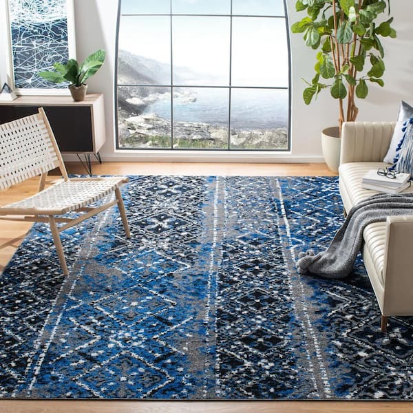 Adirondack Silver/Multi 8 ft. x 10 ft. Border Area Rug