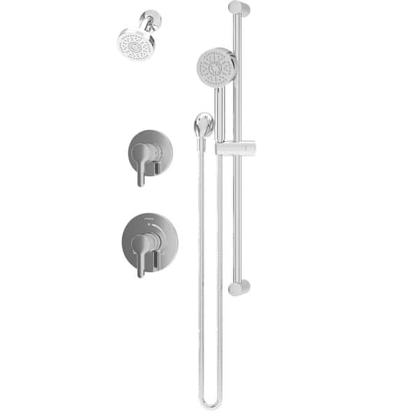 Solarity HydroMersion Wall Mount Double Handle Shower Trim Kit with Hand Spray in Polished Chrome-1.5 GPM