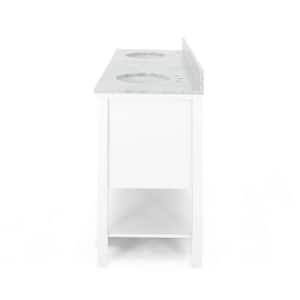 Dawson 72 in. W x 22 in. D Bath Vanity with Carrara Marble Vanity Top in White with White Basin