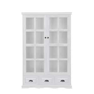 White 40 in. Width Display Cabinet With 3 Drawers