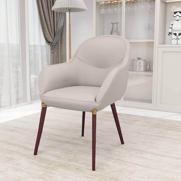 Elias Dining Chair Upholstered in Velvet with Barrel Back and Powder-Coated Legs Set of 2, Light Grey