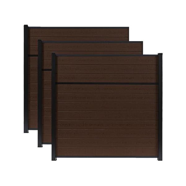 GWF Classic Privacy 6 ft. x 6 ft. Aspen Brown Composite Horizontal Wood Board on Board Fence Panel (3-Pack)
