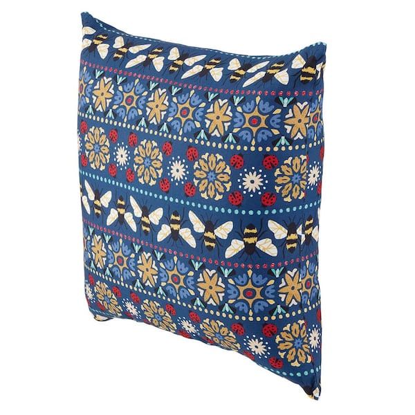Hampton Bay 18 in. x 18 in. Buzz Stripe Square Outdoor Throw Pillow
