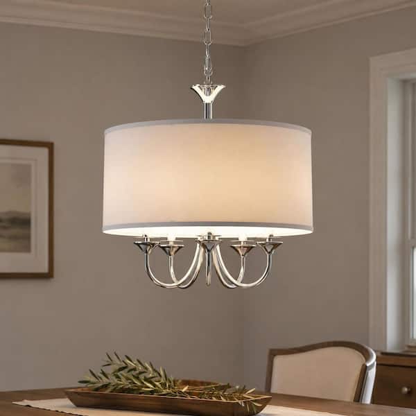 hi-yan⭐︎ YANSUN 20 in. 5-Light Chrome Candle Style Empire Chandelier with