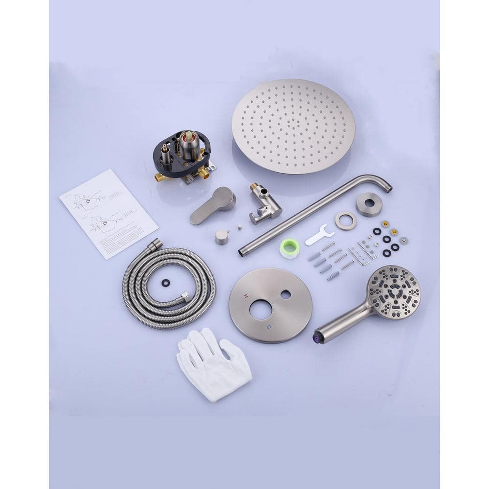 12" Brushed Nickel Wall Mounted Rain Shower System