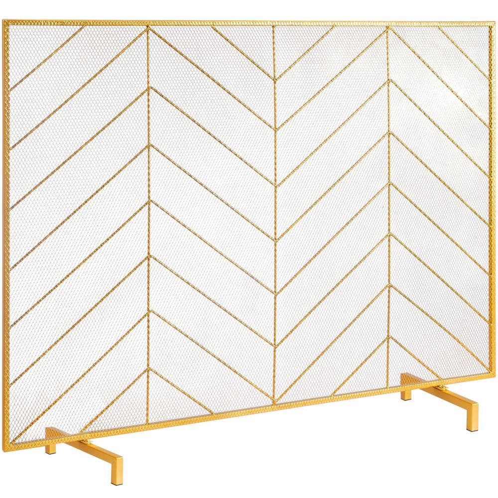 Single-Panel Fireplace Screen 38.6 in. L x 29.8 in. H Sturdy Iron Mesh Fireplace Screen Simple Install Spark Guard Cover price history on PriceWatchPro