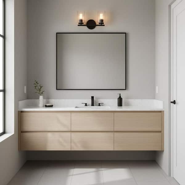Leta 13.75 in. 2-Light Black Vanity Light