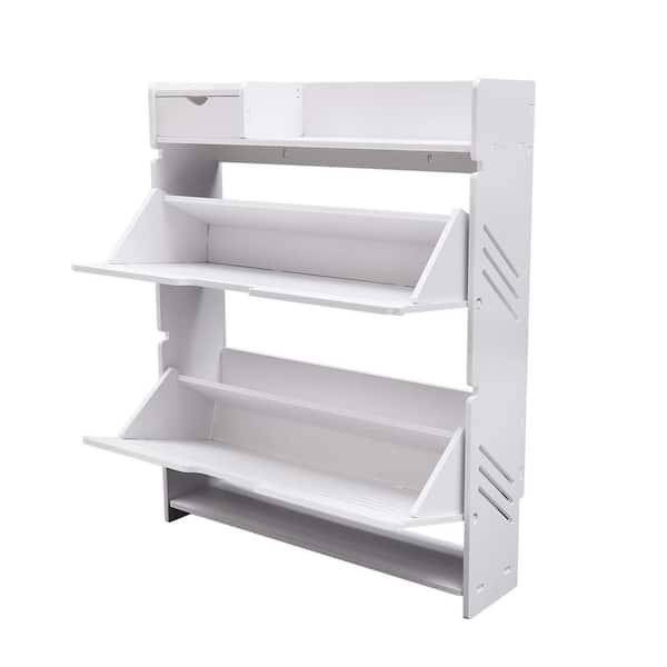 YIYIBYUS 31.88 in. x 25.95 in. White PVC Shoe Storage Cabinet