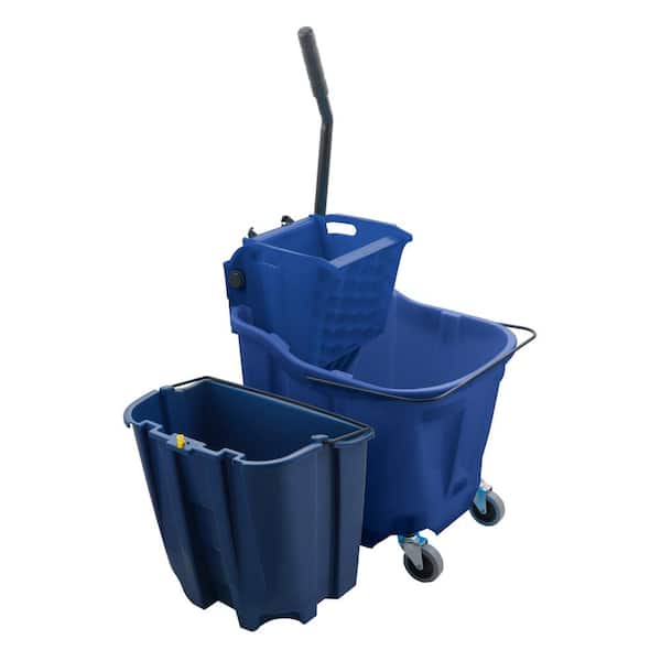 Blue Residental Mop Bucket Large Capacity Water Bucket with Side Press  Wringer Set, Wheels and Easy to Use Metal Handle
