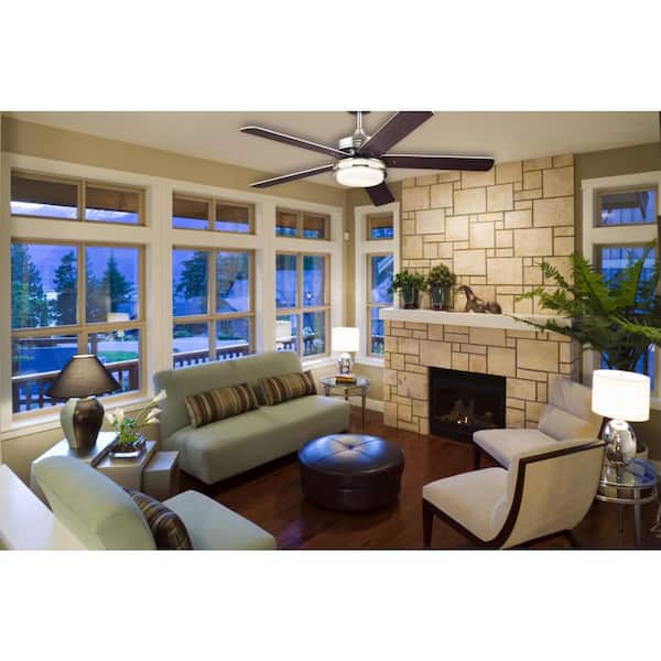 Castle 52 in. LED Brushed Nickel Ceiling Fan