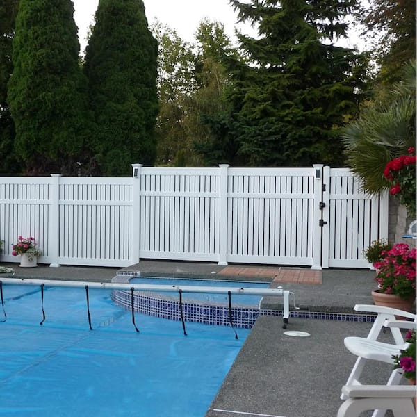 Huntington 7.6 ft. x 5 ft. White Vinyl Semi-Privacy Fence Gate Kit
