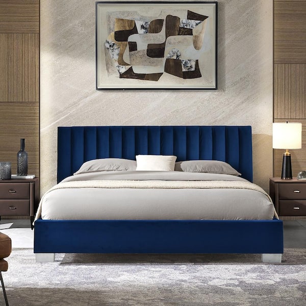 Royal Blue Upholstered Storage Bed Queen for Sale in Houston, TX - OfferUp
