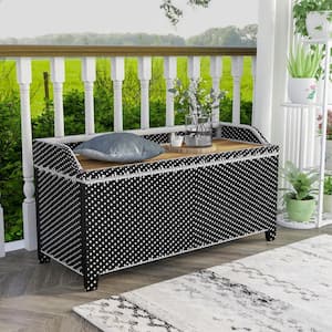 Seneka 41 in. 2-Person Black and White Aluminum Outdoor Storage Bench