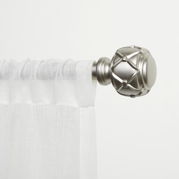 Clancy 35 in. - 66 in. Adjustable Length 1 in. Single Curtain Rod Kit in Matte Nickel with Round Finial