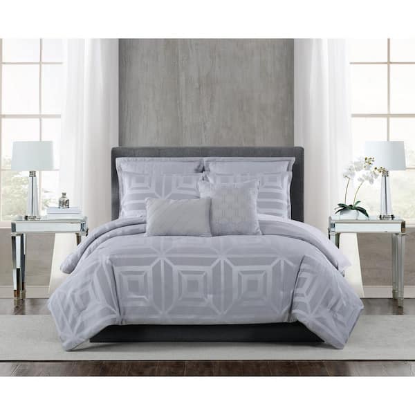 FIFTH AVENUE LUX Mayfair 7-Piece Grey Polyester King Comforter Set