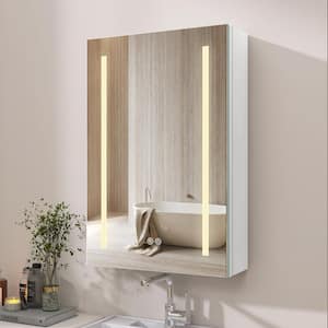 20 in. W x 30 in. H Surface Mount Rectangular White Aluminum Smart LED Bathroom Medicine Cabinet with Mirror and Lights