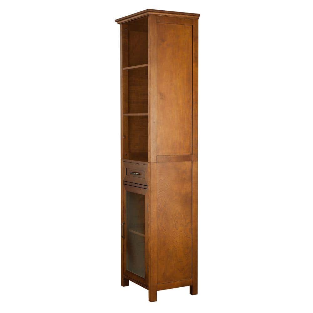 Avery Classic 65" Brown Oak Veneer Freestanding Cabinet with Adjustable Shelving